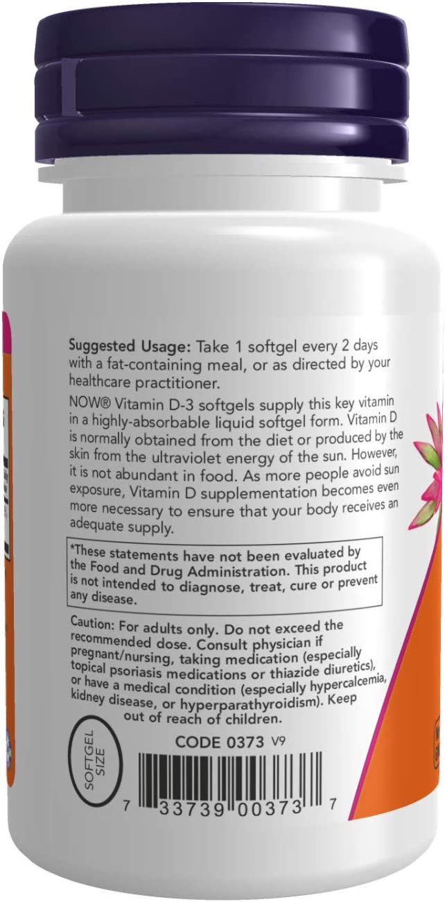 Now Foods High Potency Vitamin D-3 5000 IU-240Serv.-240Soft Gels.