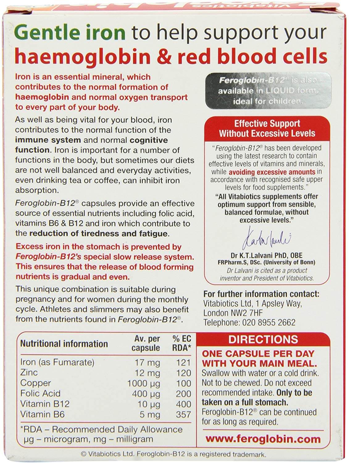 VitaBiotics Freoglobin B12 30 Capsules