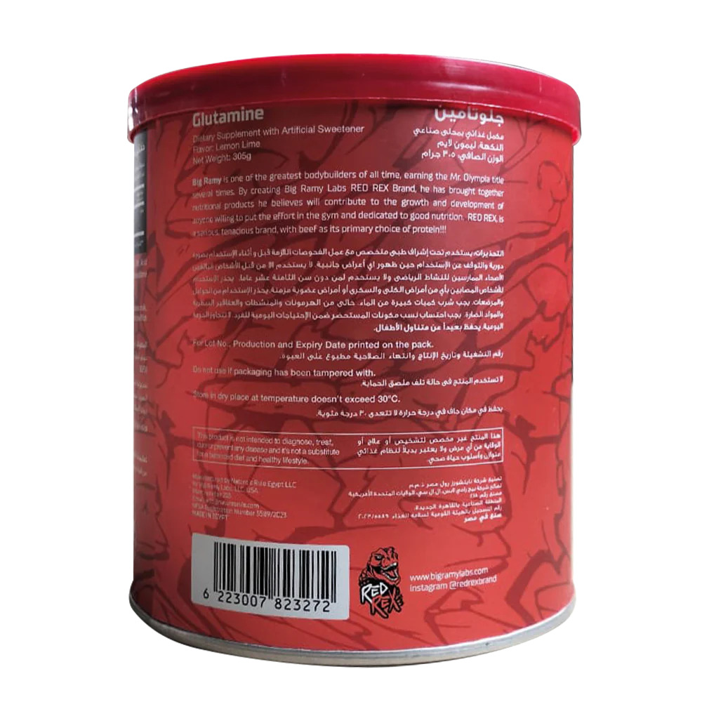 Big Ramy Labs Red Rex Glutamine 5000Mg.-50Serv.-305G.-Lemon Lime