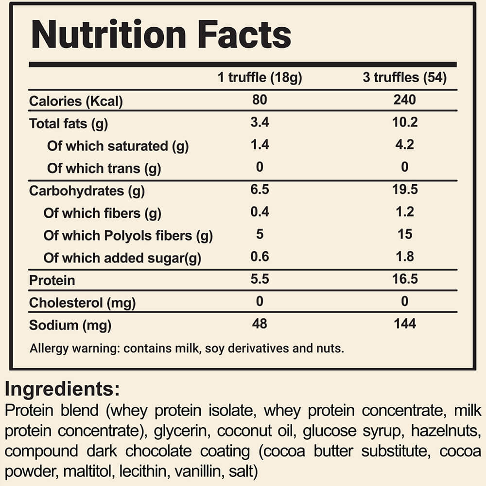 Organic Nation Whey truffles-dark chocolate with hazelnuts