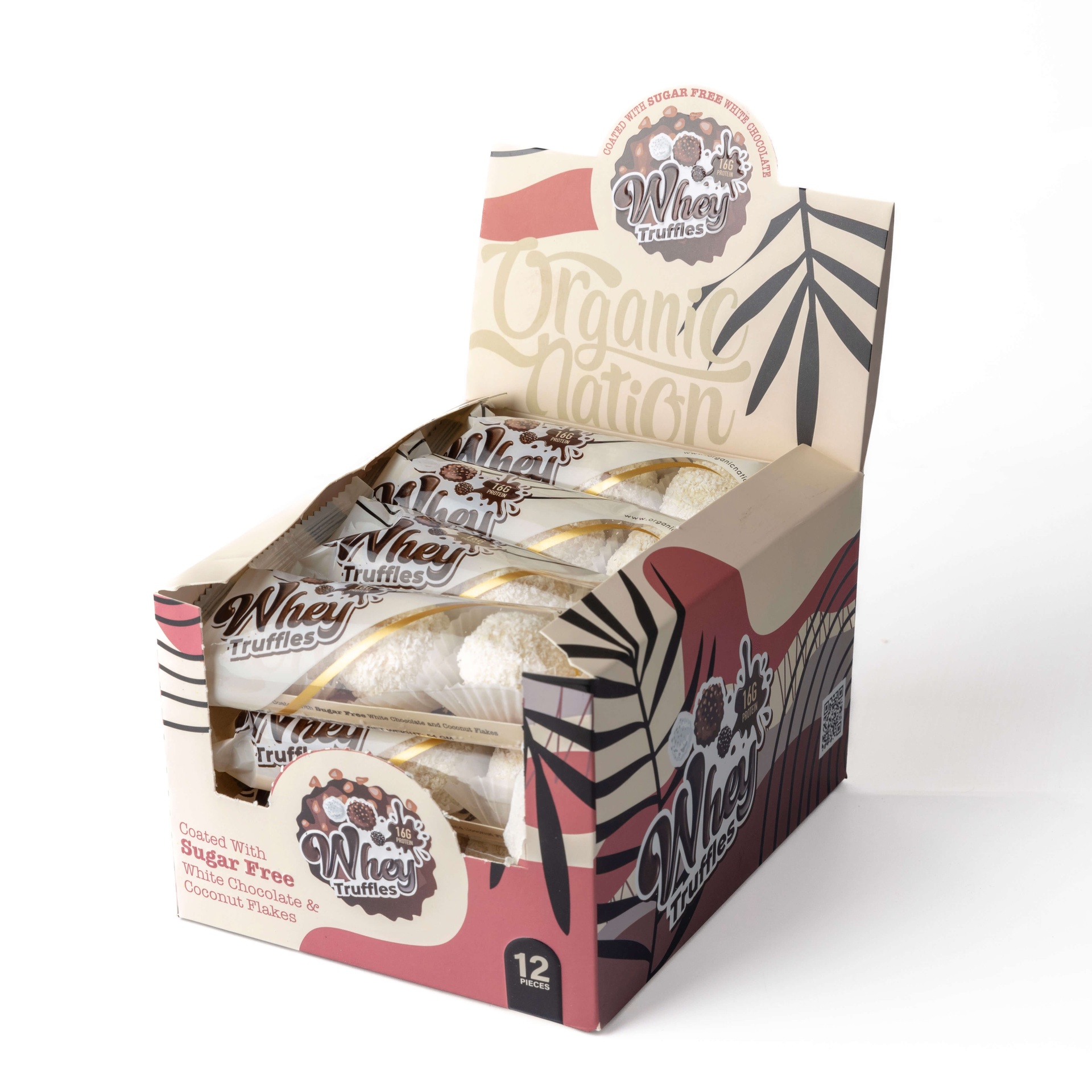 Organic Nation Whey Truffles-White Chocolate With Coconut Flakes-54G.-3Truffles