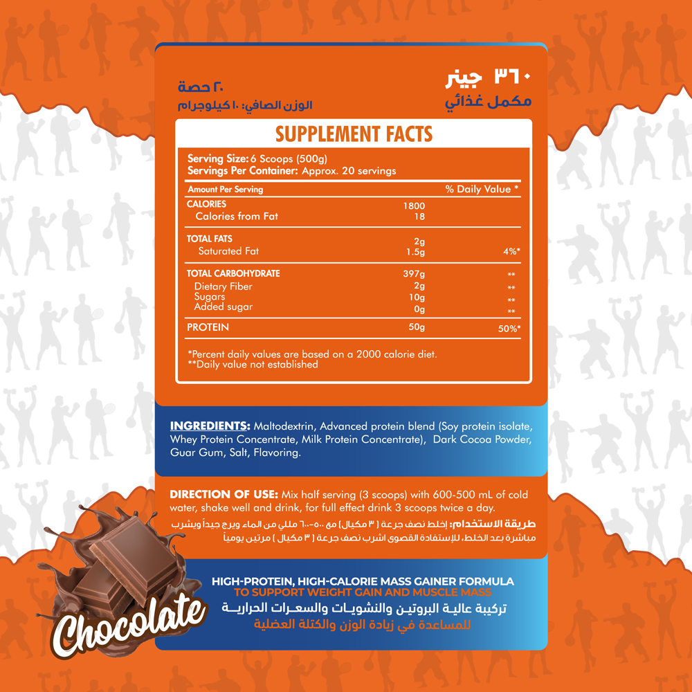 Max Muscle 360 Gainer-20serv-10KG-Chocolate