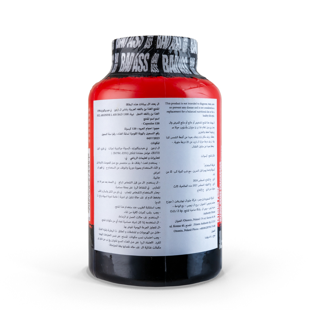 Bad Ass  L- Arginine Hcl-1500-120Serv-120Capsules