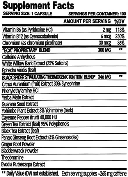 Cloma Pharma Black Spider 25 Ephedra-100Serv.-100Caps.