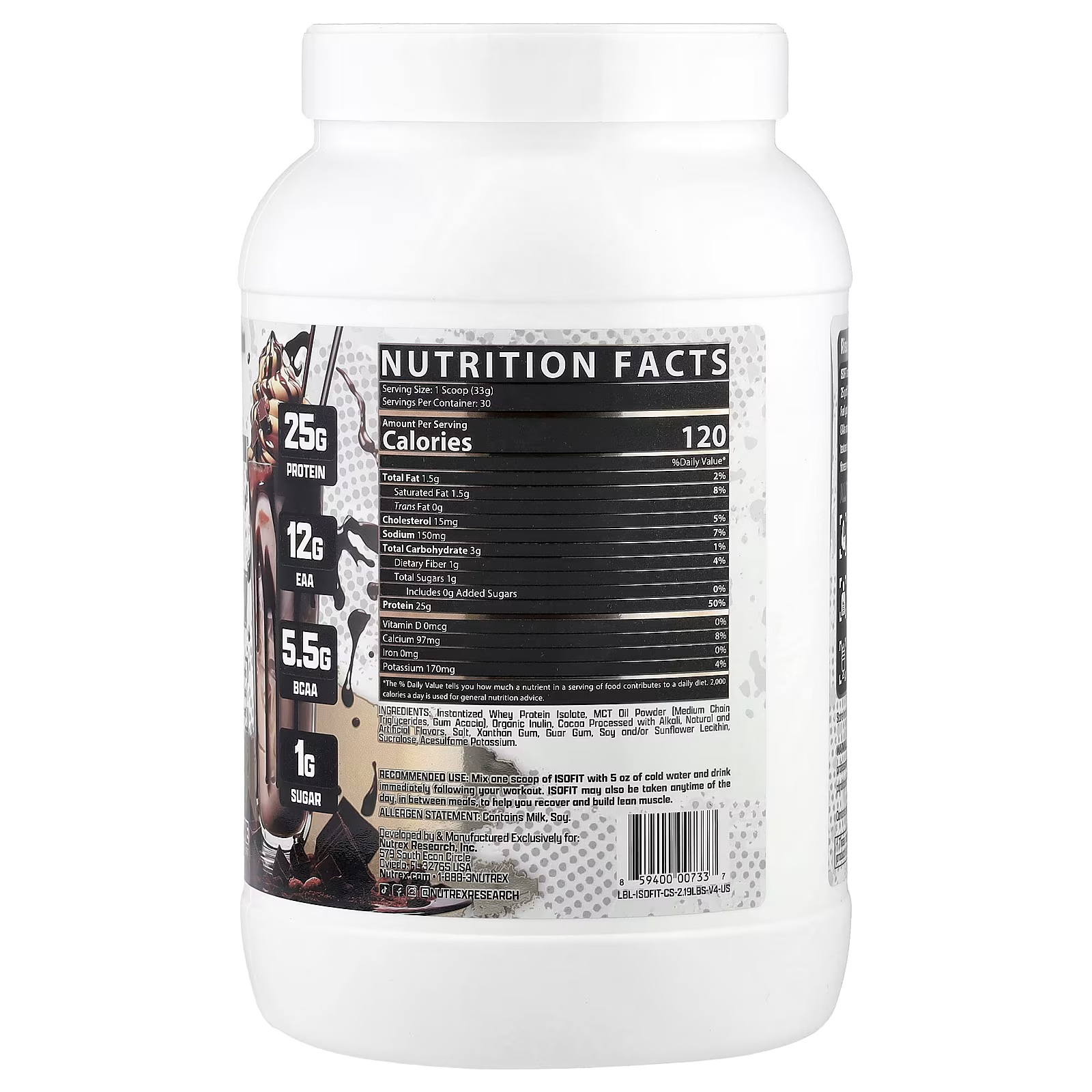 Nutrex Research Isofit-30Serv.-993g-Chocolate Shake