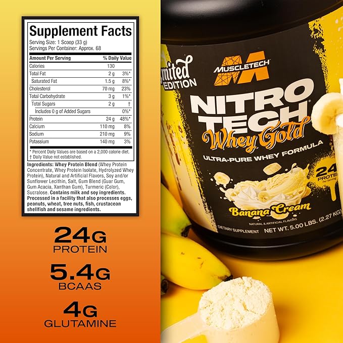 Muscletech Nitrotech 100% Whey Gold-68Serv.-2.27KG-Banana Cream