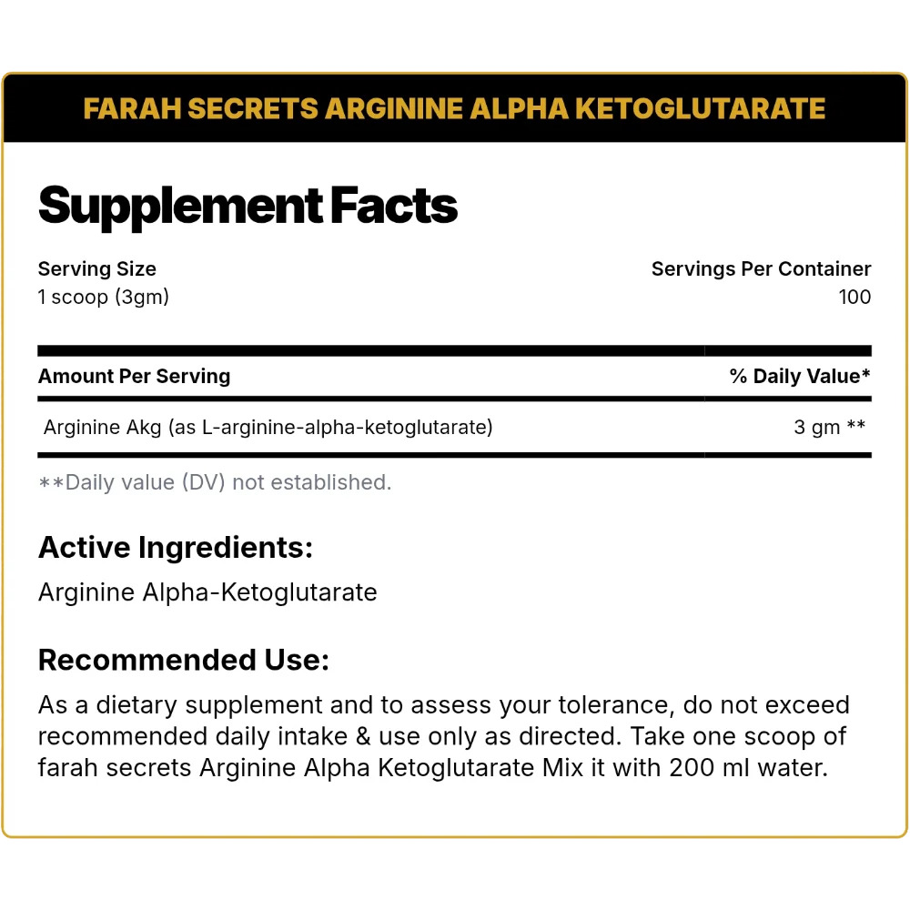 Farah Secrets  Arginine Alpha Ketoglutarate-100Serv.-300GM