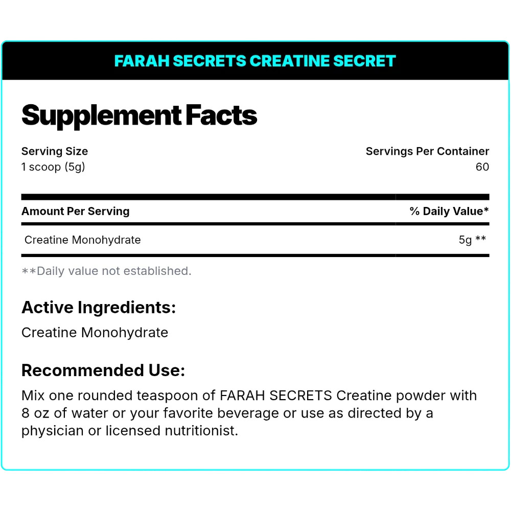 Farah Secrets Creatine Secret-60Serv.-300GM-Unflavored