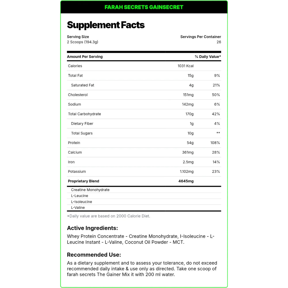 Farah Secrets Gain Secret-26serv.-5KG.-Chocolate
