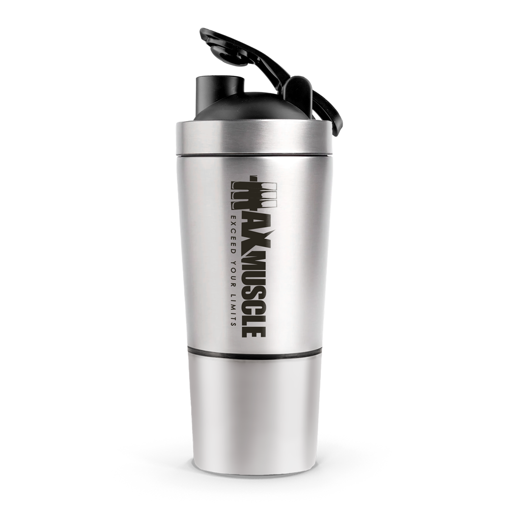Max Muscle Stainless Steel Smart Shaker with cup-500Ml-Silver