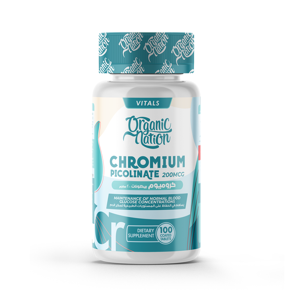 Organic Nation Chromium Picolinate 200MCG-100Serv.-100Tablets