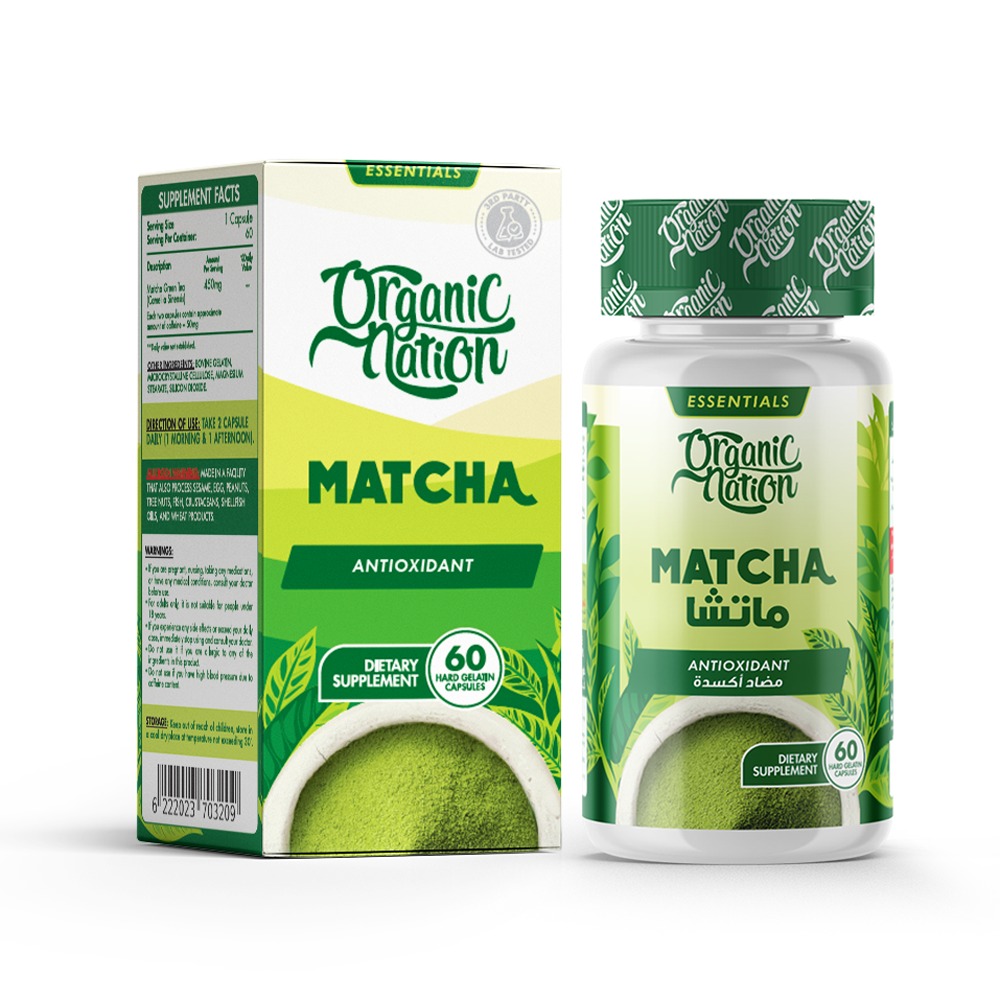 Organic Nation Matcha Premium Green Tea-60Serv.-60 Capsules