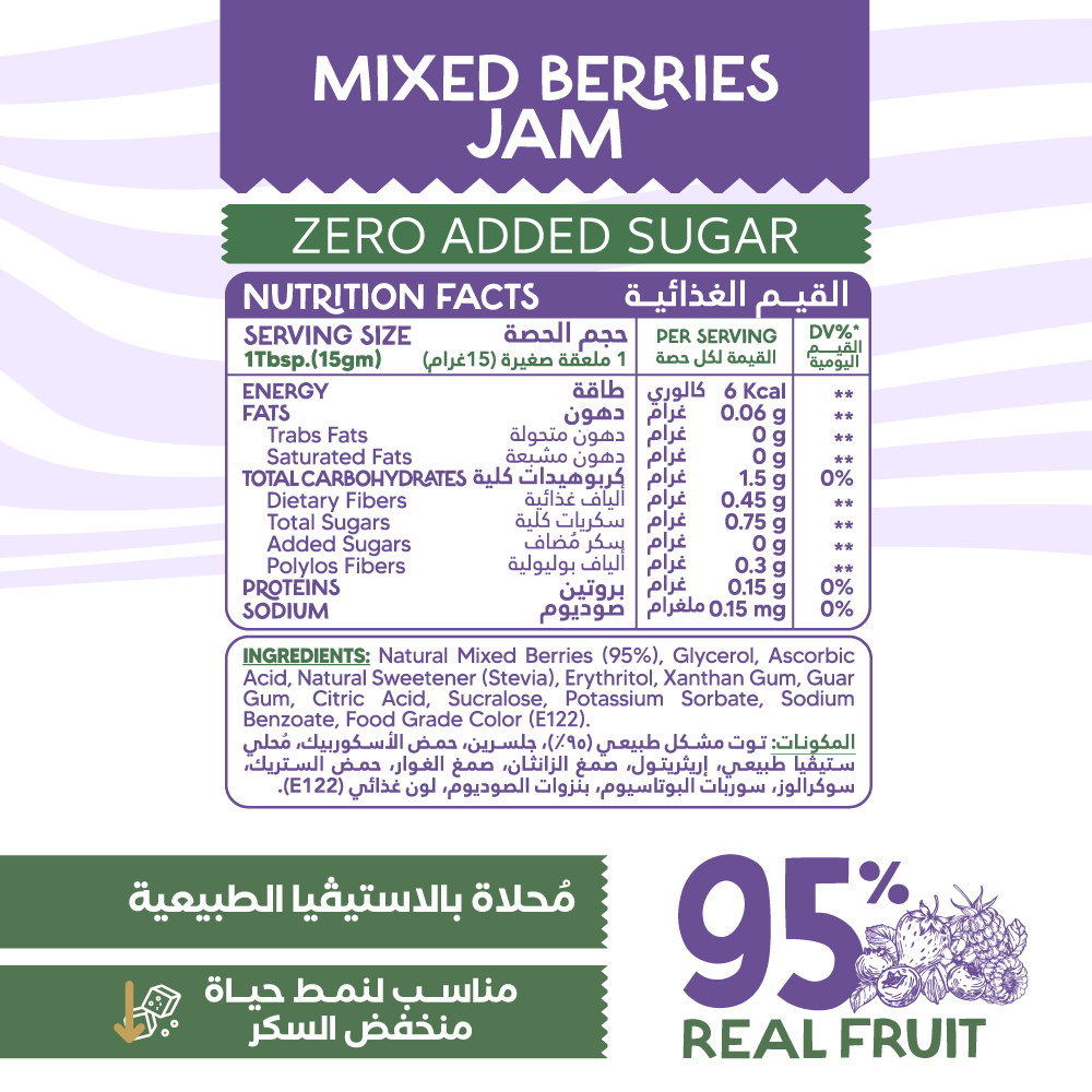Organic Nation Guilt Free 95% Real Fruit Mixed Berries Jam-190Gm