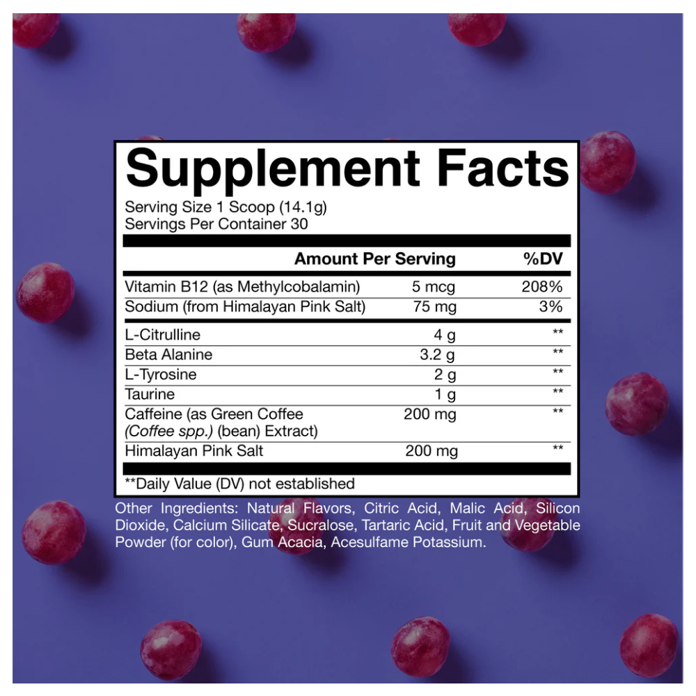 RAW Essential Pre-Workout Powder.-30Serv-Grape