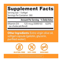 Doctor's Best Vitamin D3 5000 IU for Men &amp; Women.-125 mcg per Serving.-360 Softgels