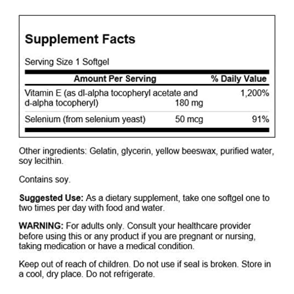 Swanson Vitamin E &amp; Selenium.-90 Soft Gel