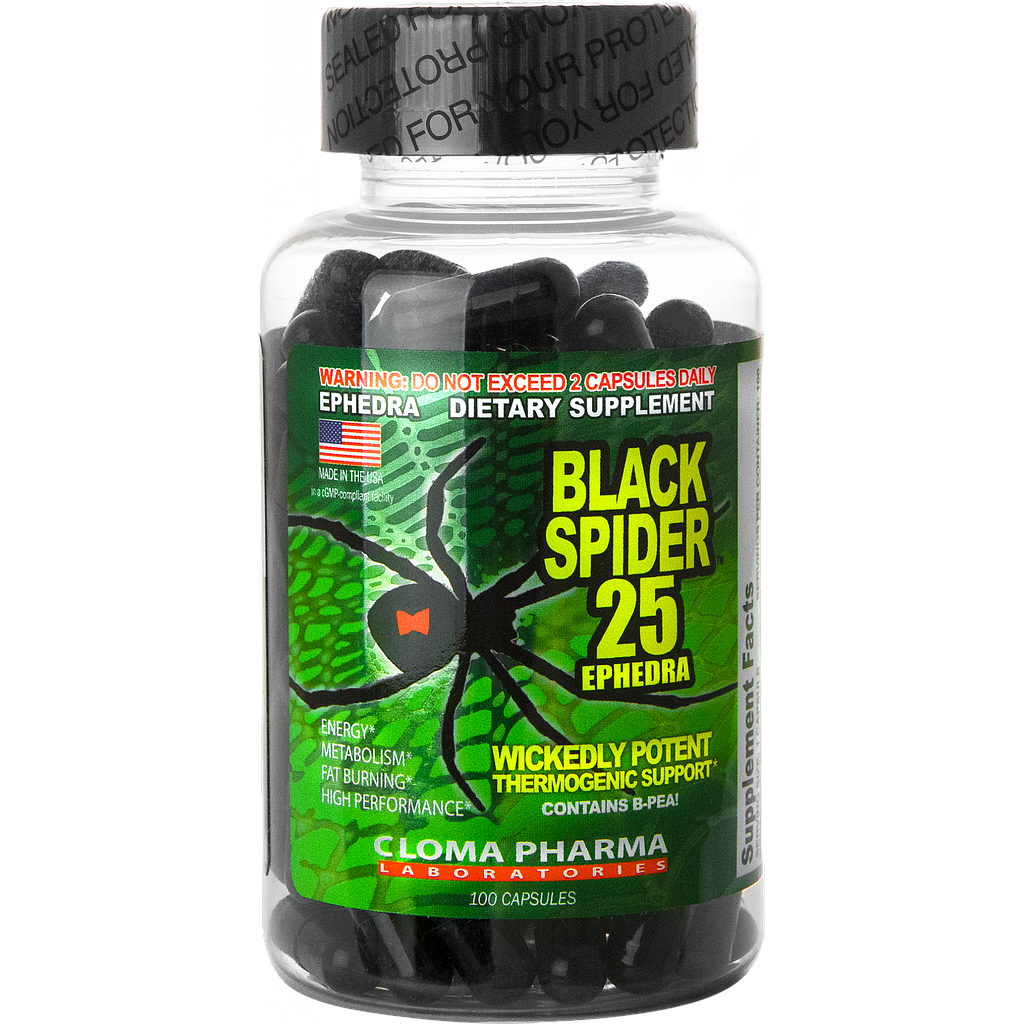 [859613252258] Cloma Pharma Black Spider 25 Ephedra-100Serv.-100Caps.