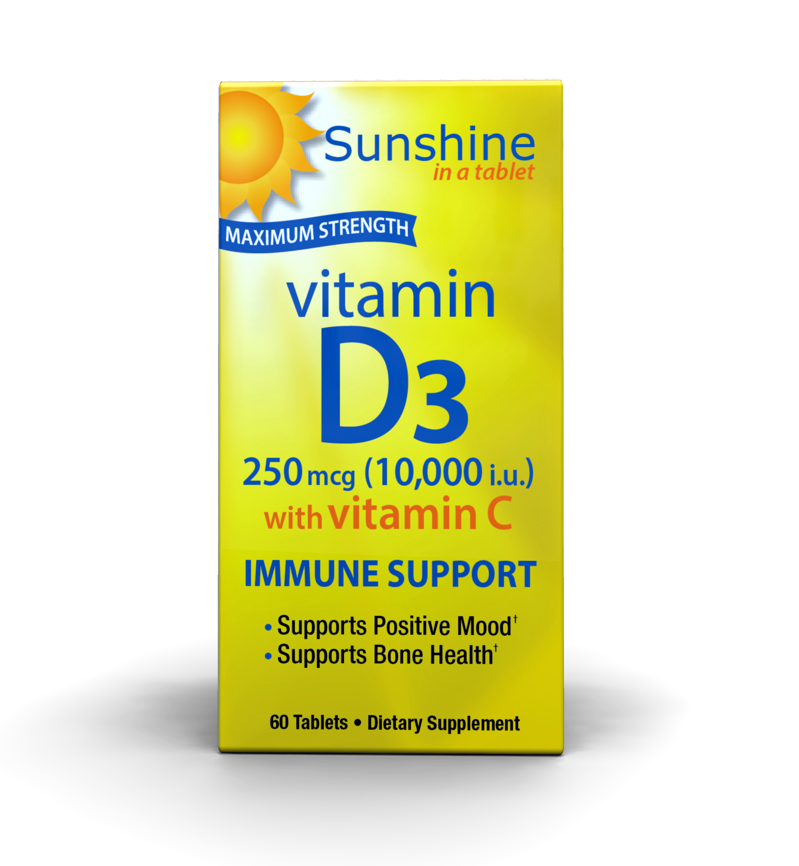 [035046120375] Windmill Sunshine In A Tablet Maximum Strength Vitamin D3 250mcg (10,000i.u) With Vitamin C-60Serv.-60Tabs