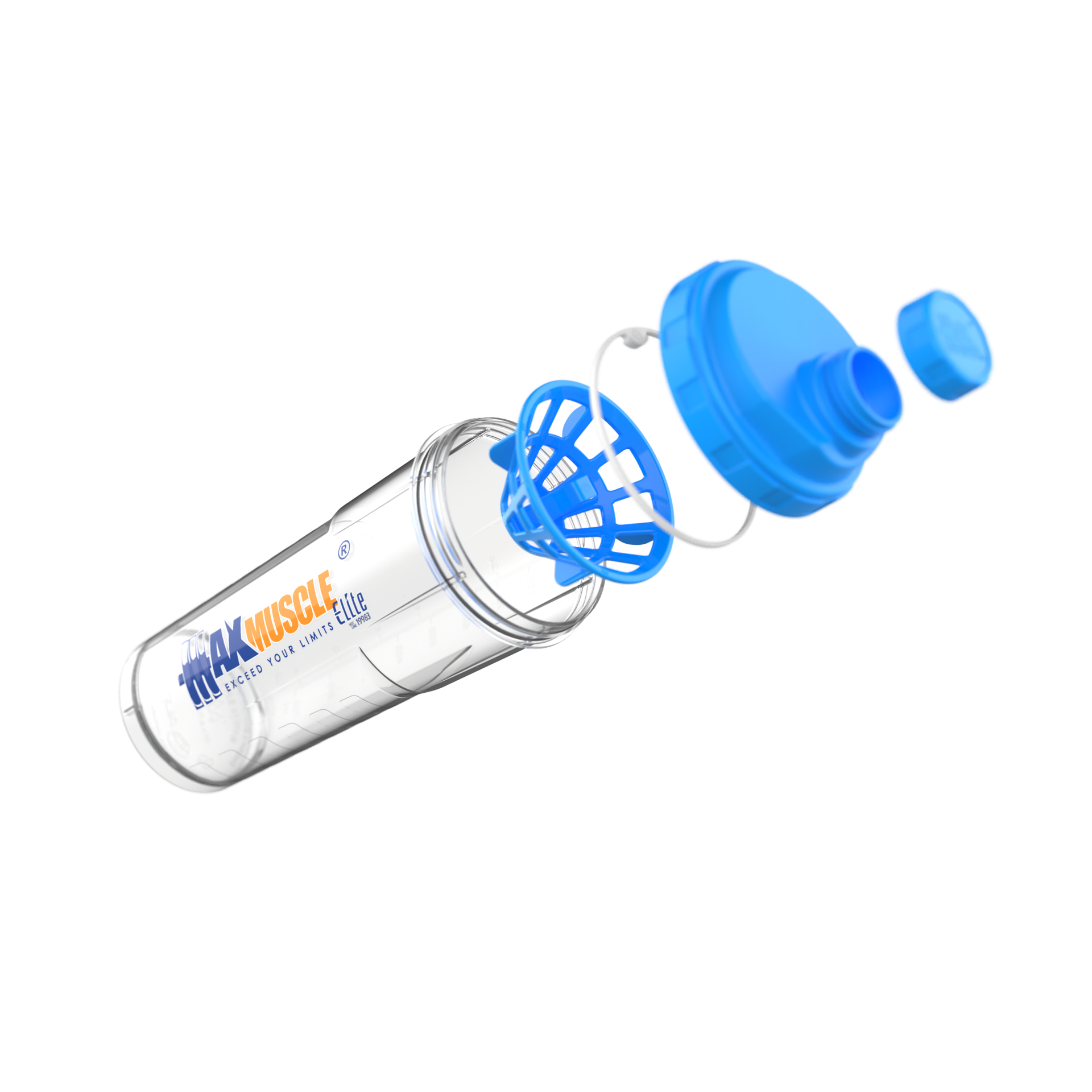 [6224009096169] Max Muscle Shaker-1000Ml-Clear Blue