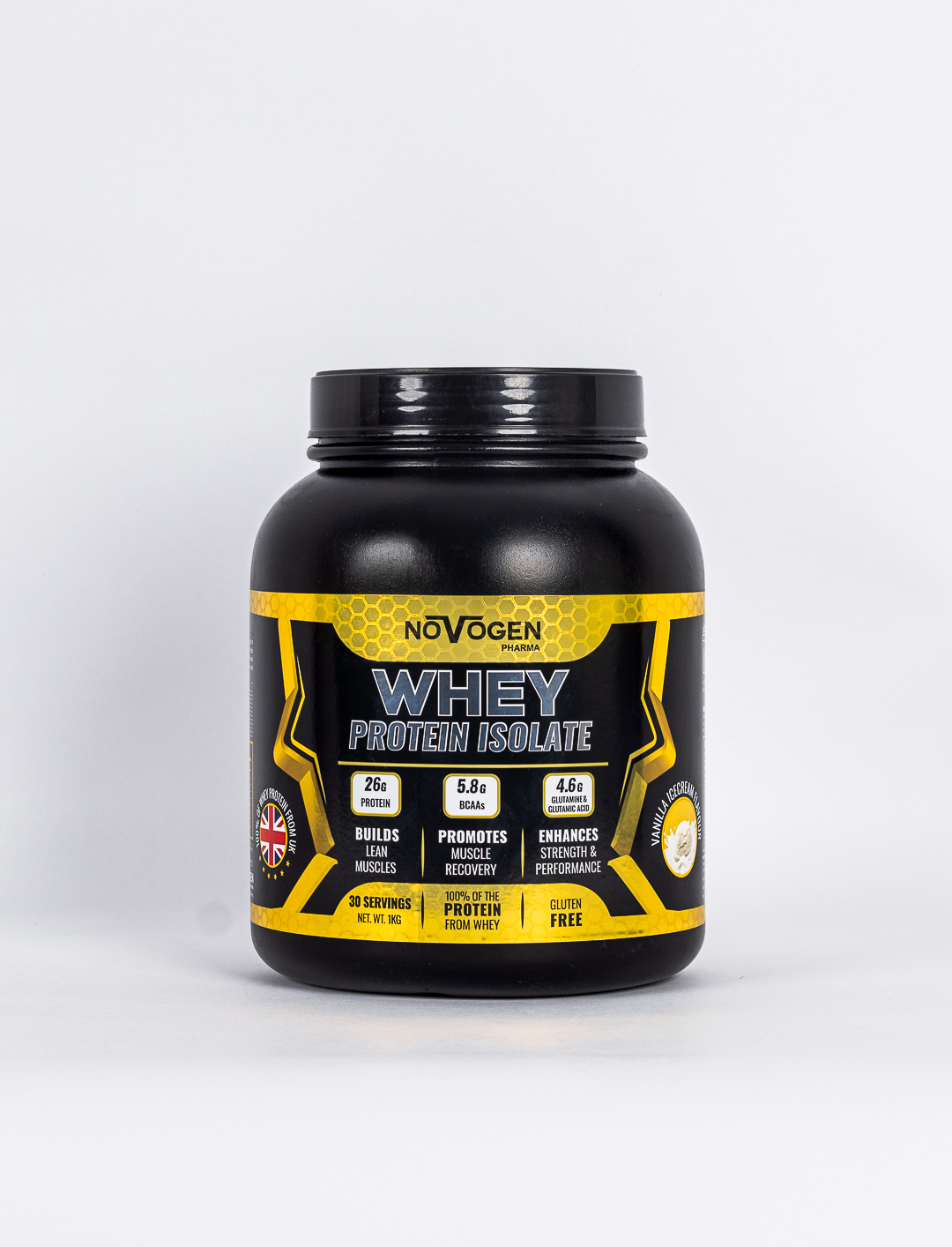 [6224009328192] Novogen Pharma Whey Isolate-30Serv.-1Kg-Vanilla Ice Cream