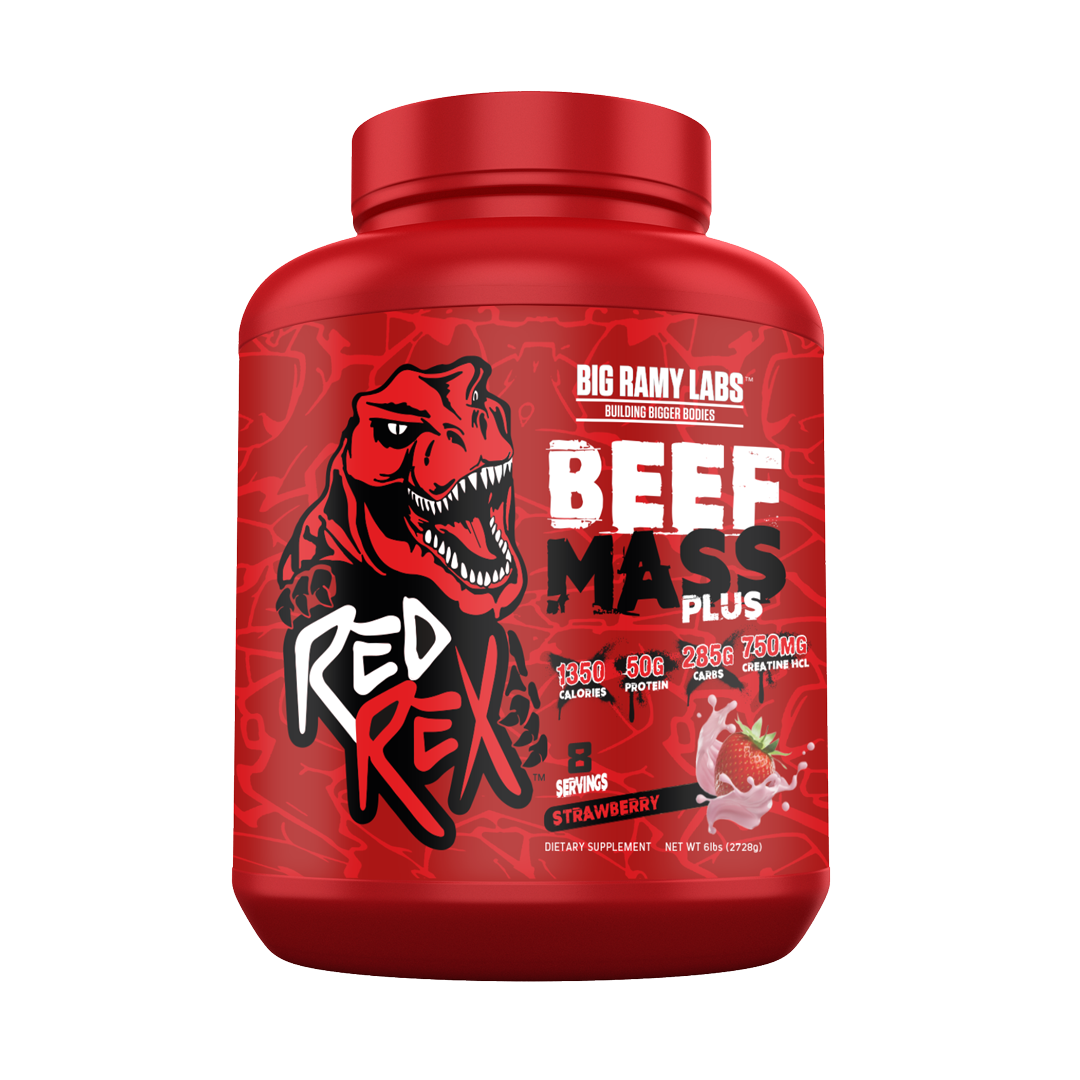 [6223007823586] Big Ramy Labs Building Bigger Bodies Beef Mass Plus-8Serv-2722G-Strawberry