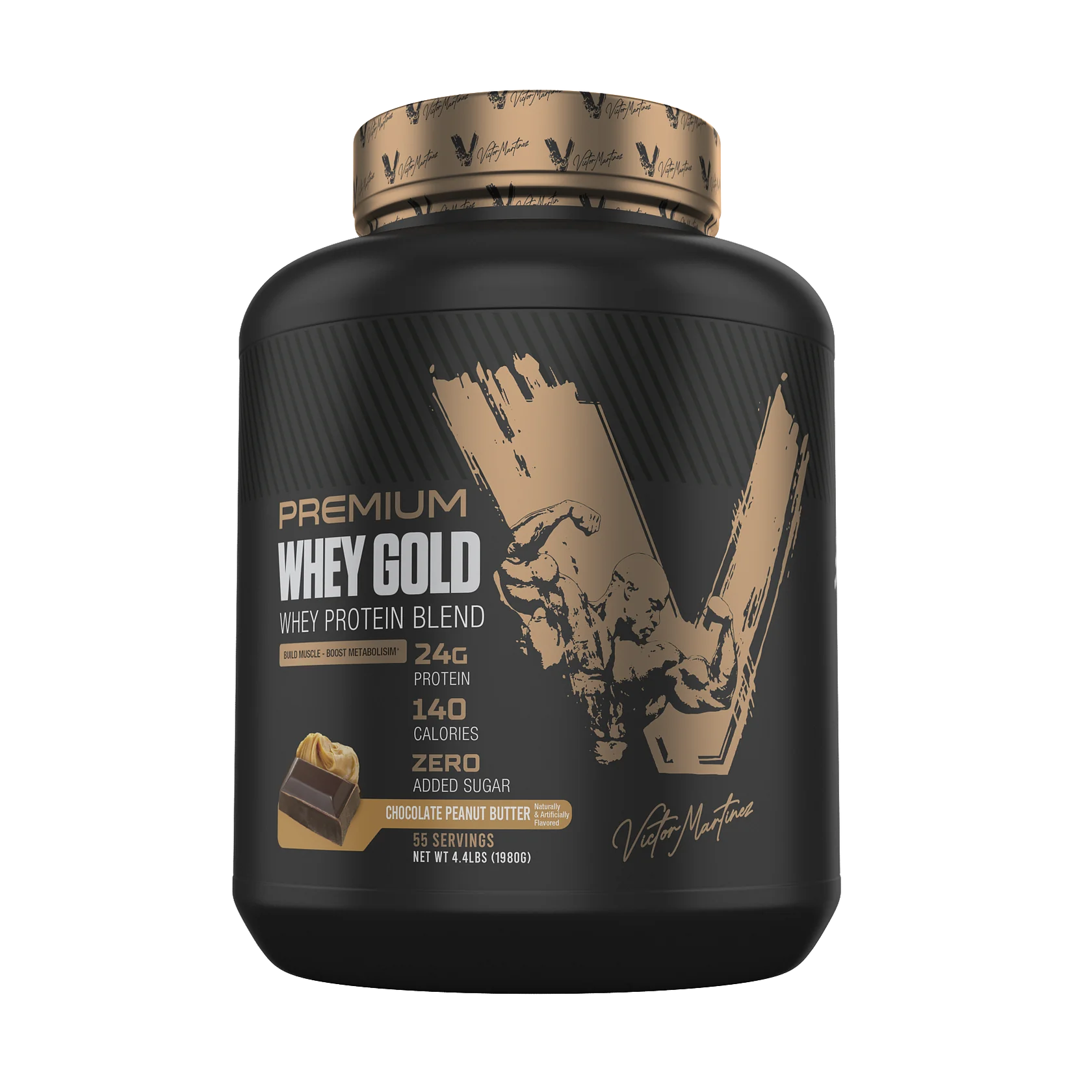 [6223007823654] Victor Martinez Premium Whey Gold Whey Protein Blend 55Serv 2000G Chocolate Peanut Butter