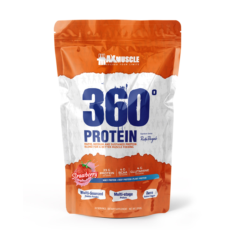 [6222023702479] Max Muscle 360 Protein Powder Reda Ragab Signature-30Serv.-1050G.-Strawberry