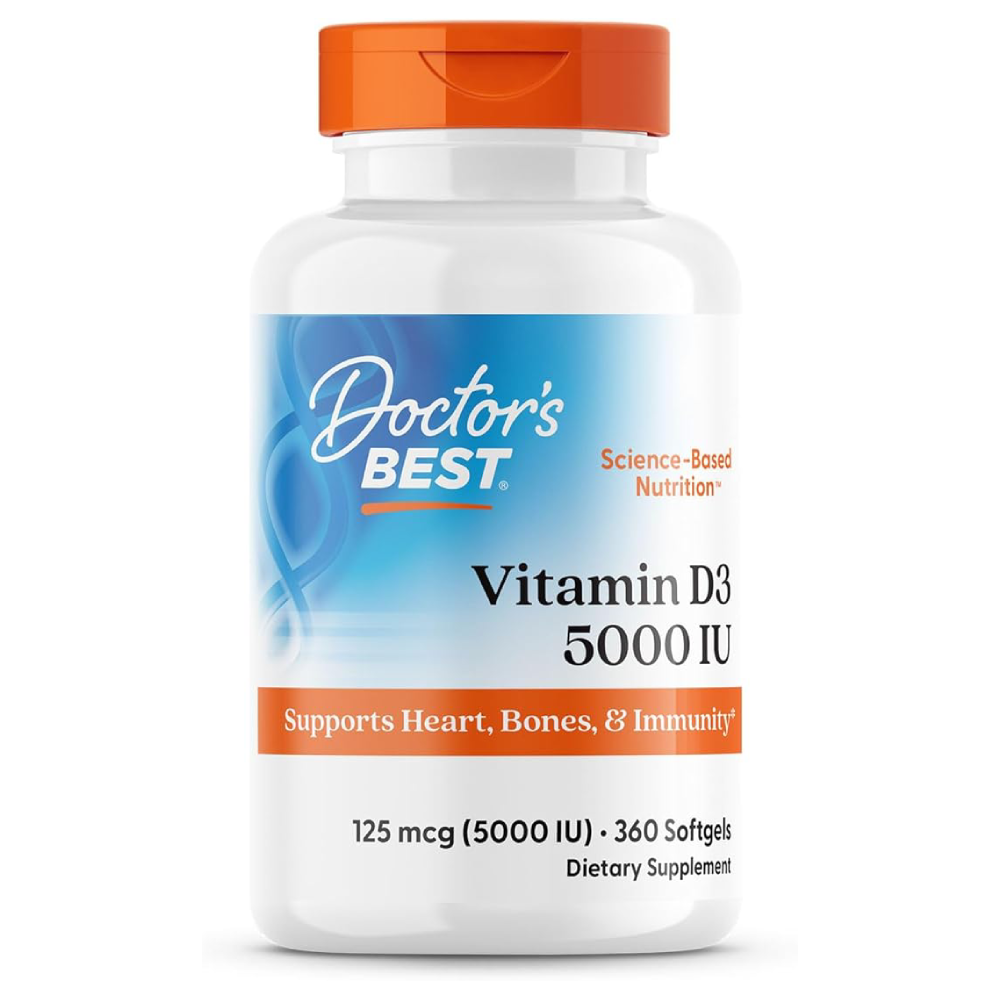 [753950002500] Doctor's Best Vitamin D3 5000 IU for Men &amp; Women.-125 mcg per Serving.-360 Softgels