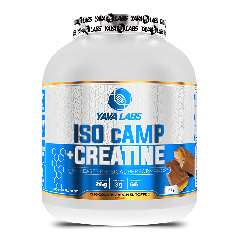 [5905488762257] Yava Labs Pure Iso Camp + Creatine increases Physical Performance-66Serv-2KG-Chocolate Caramel Toffee