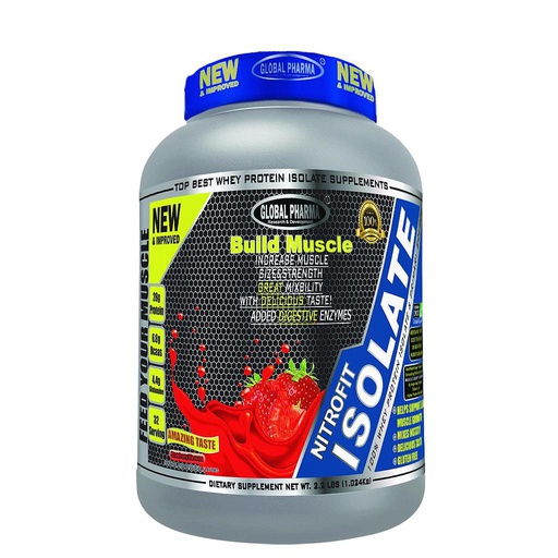 [6225000341890] Global Pharma build muscle Nitro isolate-32Serv.-1.024Kg-Strawberry