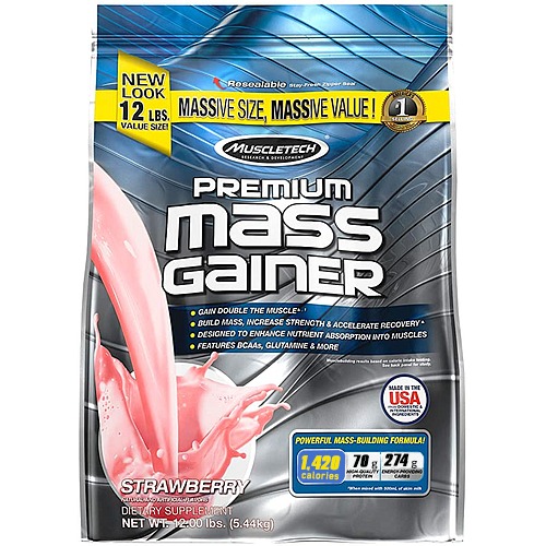 [631656251814] Muscletech Premium Mass Gainer-16Serv.-5.44KG-Strawberry