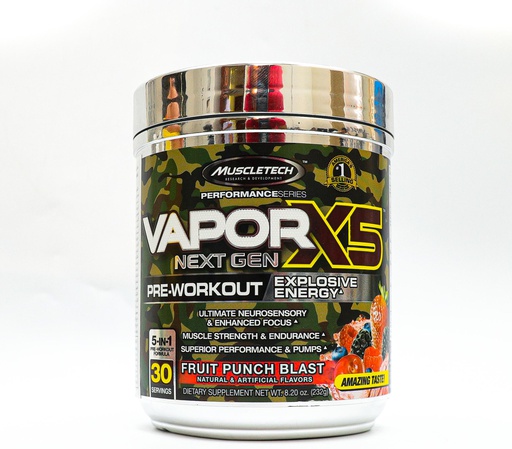 [631656258776] Muscletech Performance Series Vapor X5-30Serv.-232G-Fruit Punch Blast