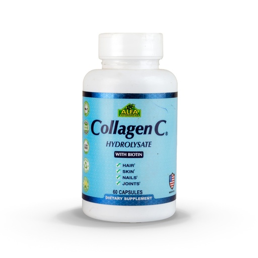 [676194987696] Alfa Vitamins Collagen C Hydrolysate With-20Serv.-60Capsules