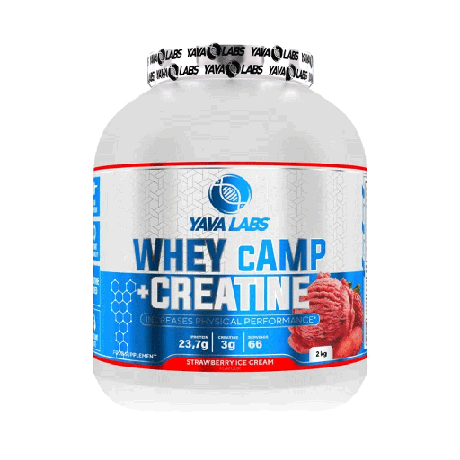 [5905488762356] Yava Labs Pure Whey Camp + Creatine increases Physical Performance-66Serv-2KG-Strawberry ice cream